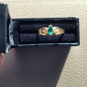 Solid 10K Lab Created Emerald Ring